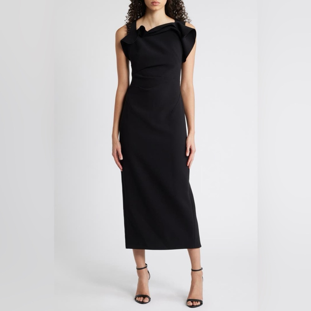 Acler Warfield Midi Black Dress